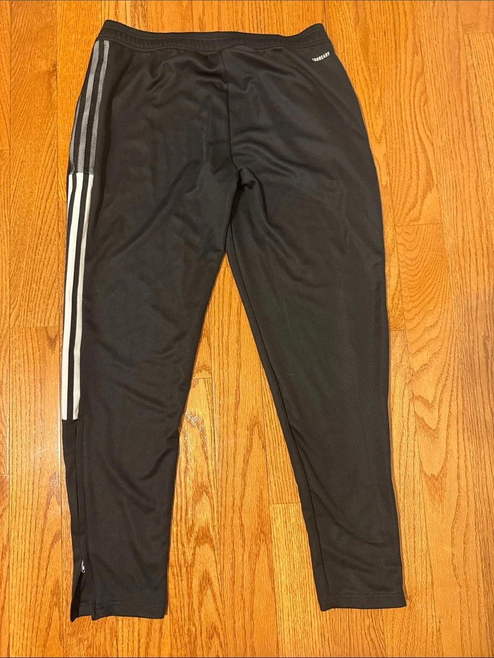 Adidas Mens Black Jogger Pants with White Side Stripes
